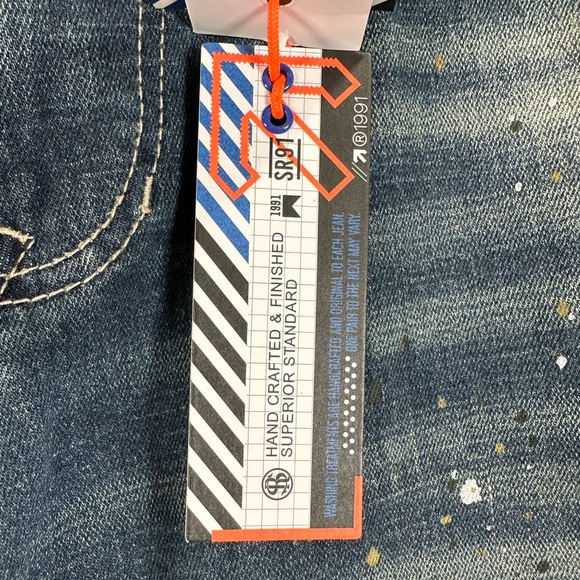 Smoke Rise DNM Co Distressed Lazy Fit Jean, Men's Size 32/32 - Blue/Multi - Picture 5 of 12